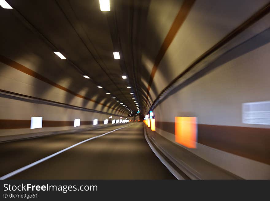 Car tunnel, motion blur at high speed. Car tunnel, motion blur at high speed