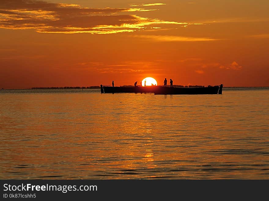 Sunset, Horizon, Sky, Calm