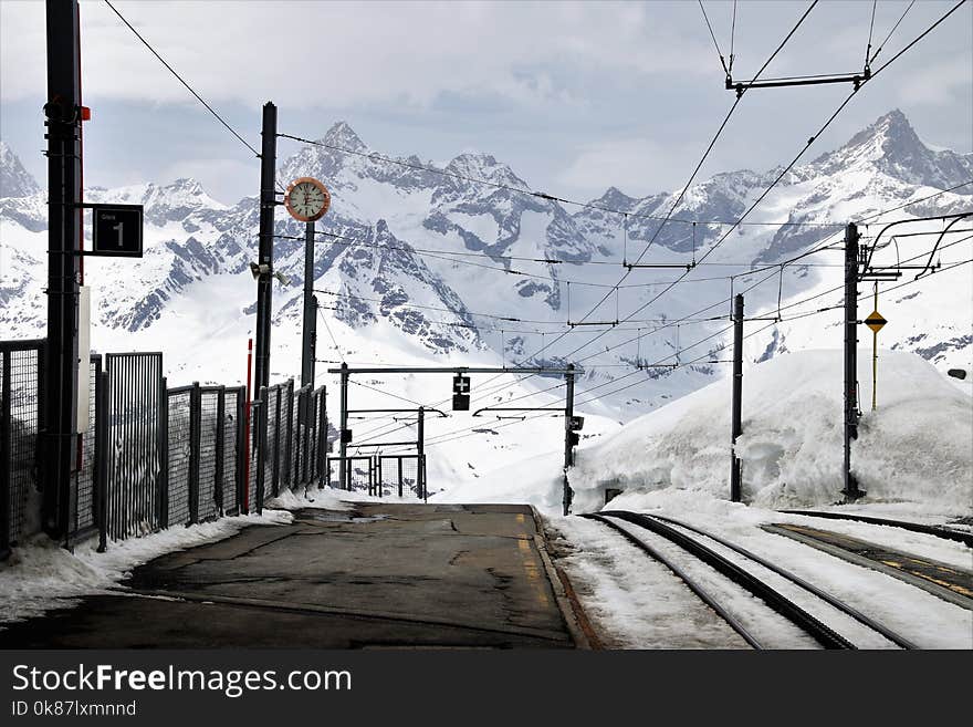 Track, Transport, Snow, Mountain Range