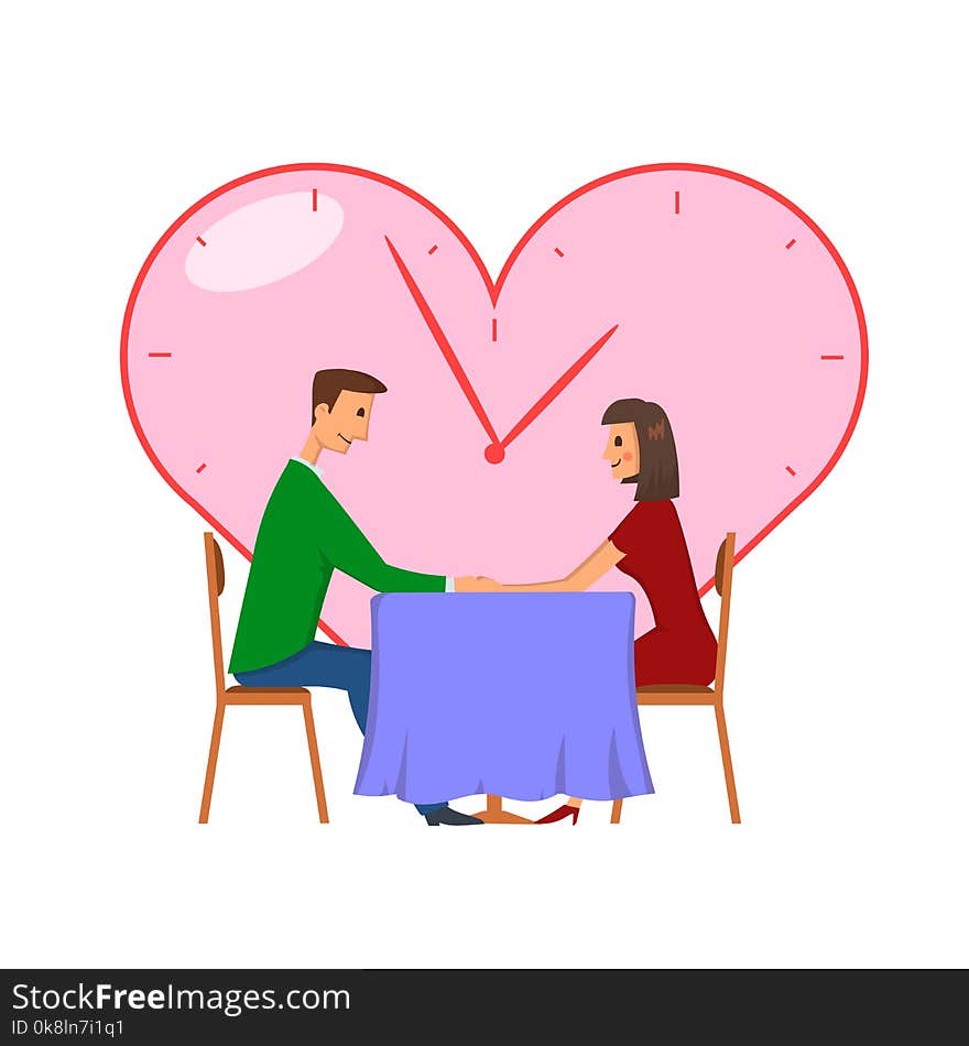 Speed Dating, Concept Vector Illustration, Isolated On White Background. Man And Woman On A Date.