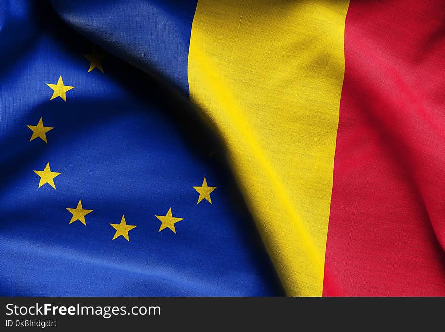 Flags of Romania and european union