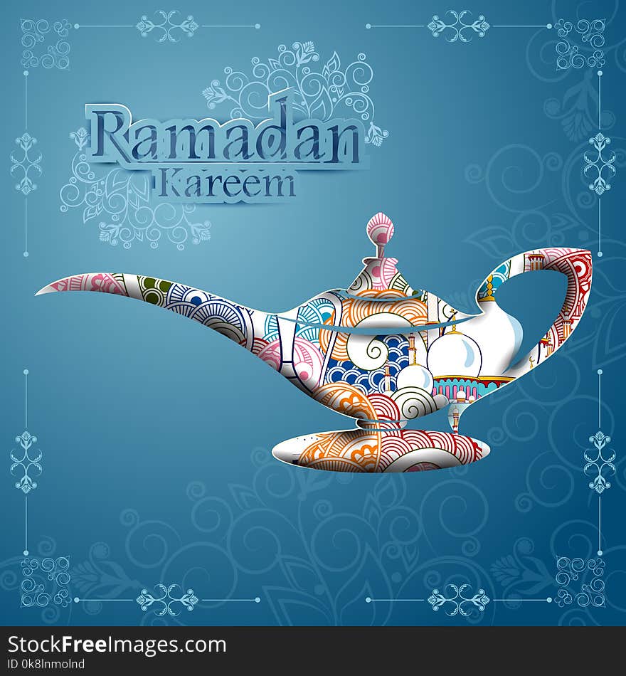 Islamic celebration background with text Ramadan Kareem