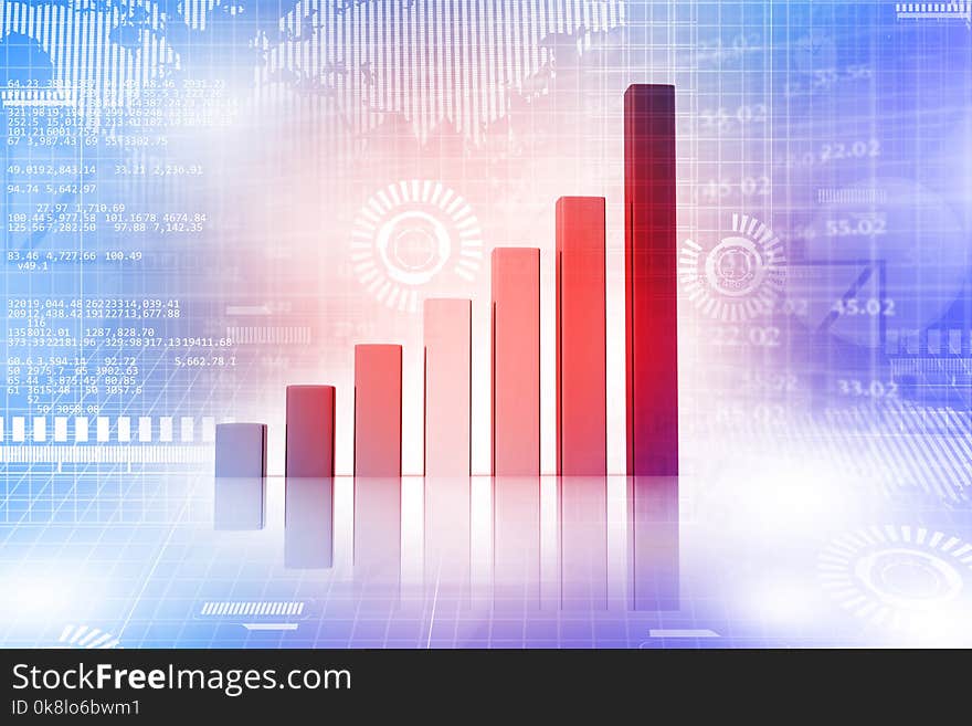 Financial charts and graphs. 3d render