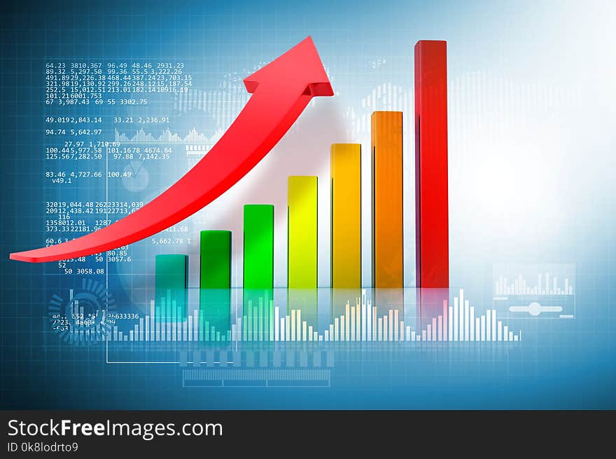 Financial charts and graphs. 3d render