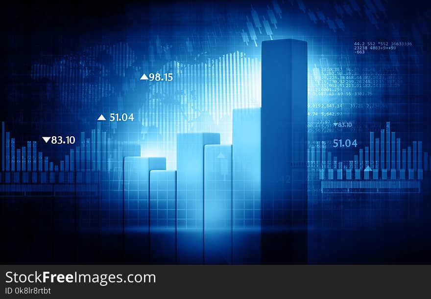 3d render of Financial charts and graphs