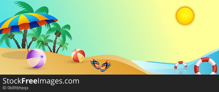 Website Banner, Sunny day, palm trees and Beach side concept. Website Banner, Sunny day, palm trees and Beach side concept.