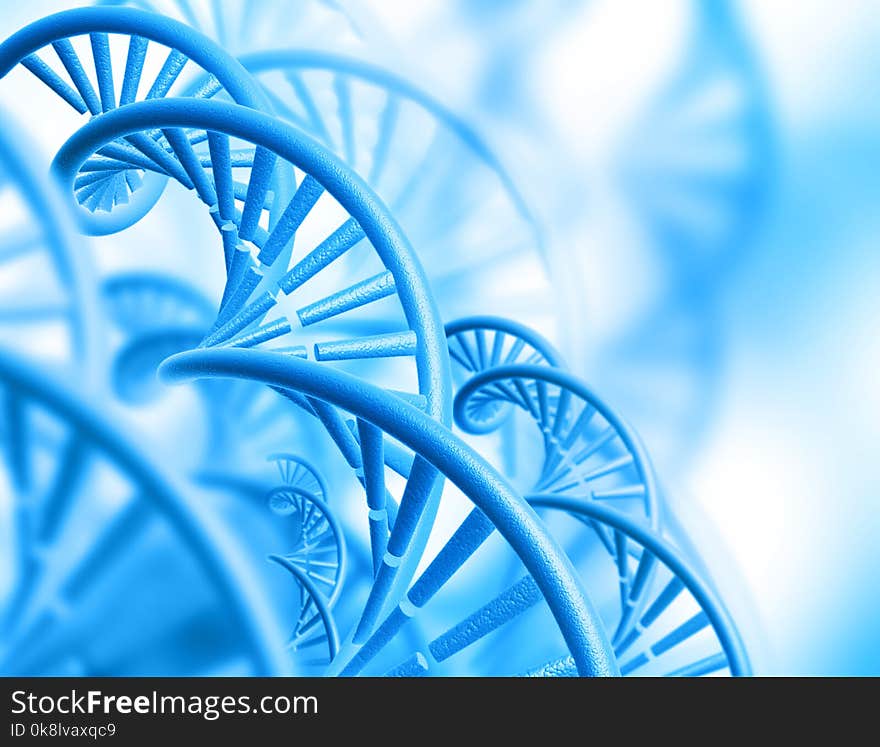 3d render of DNA structure on blue background