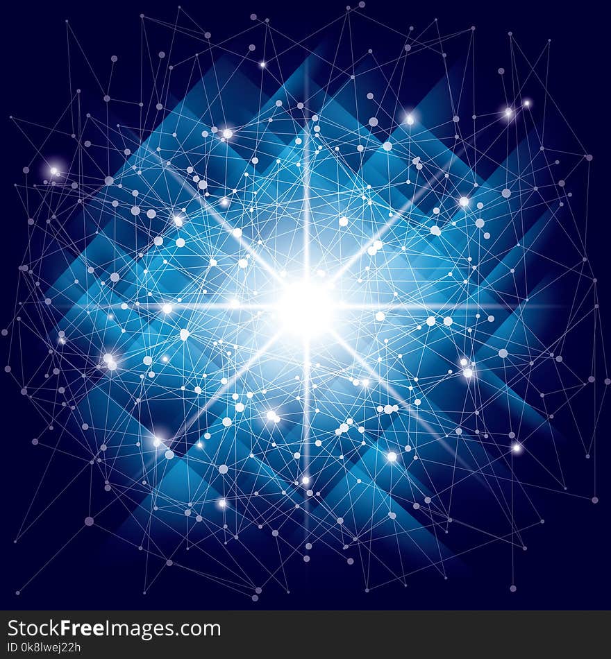 Abstract Blue Background. Abstract polygonal space low poly dark background with connecting dots and lines. Vector science background. Abstract Blue Background. Abstract polygonal space low poly dark background with connecting dots and lines. Vector science background.