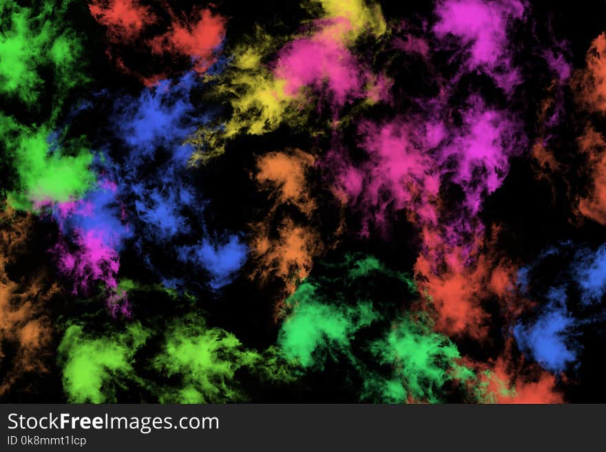 Textured Smoke, Abstract colorful,isolated on black background