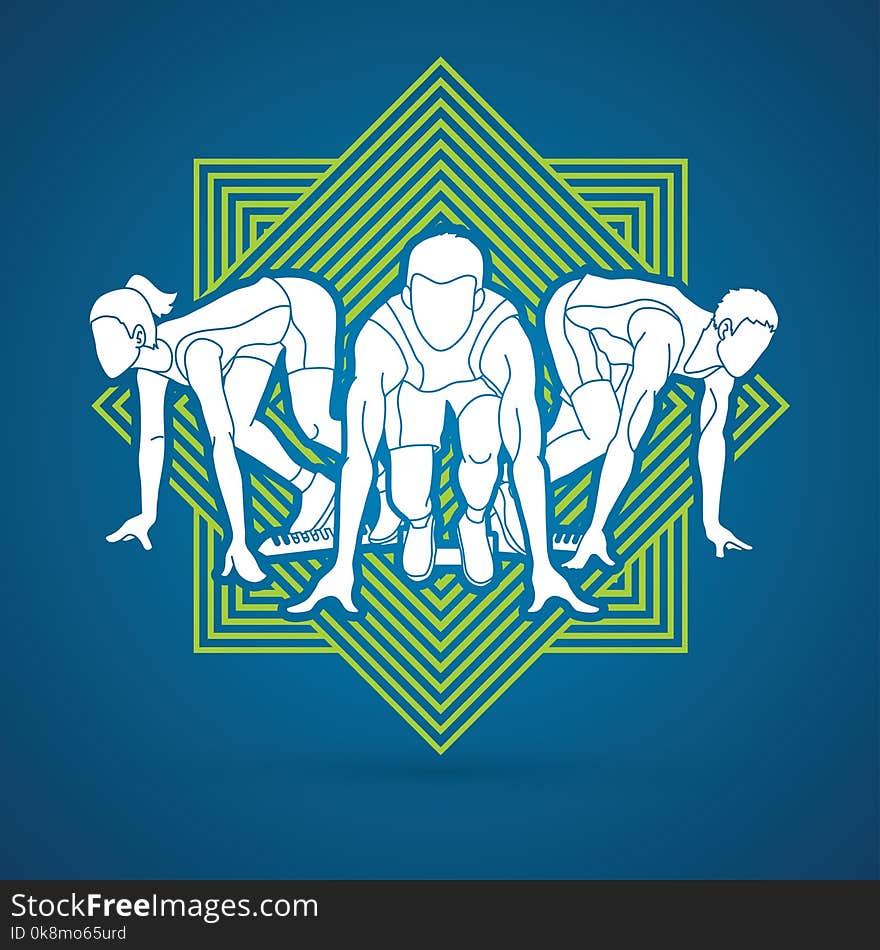 Start Running, People running action graphic vector