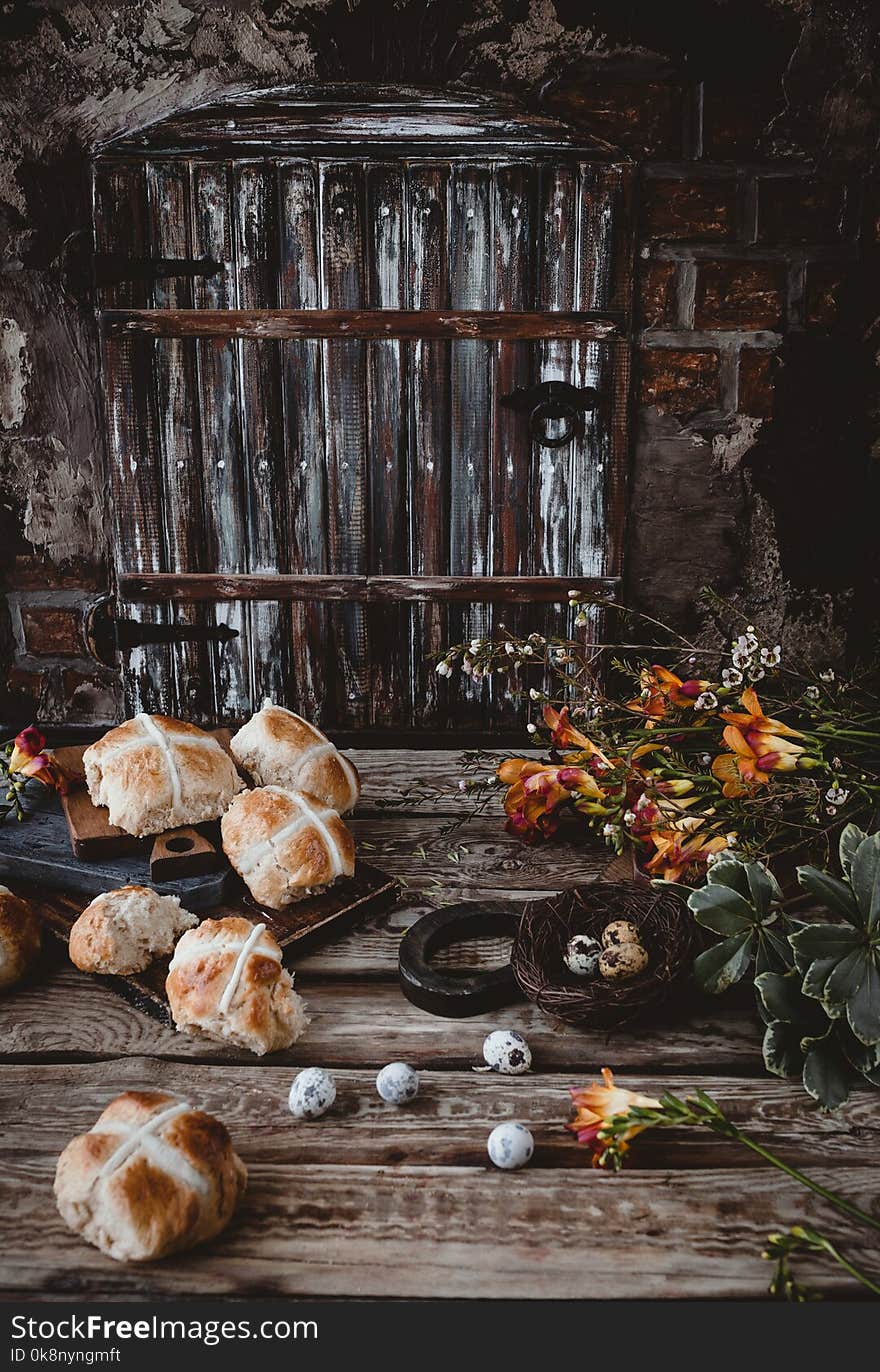 Easter Table With Hot Cross Buns