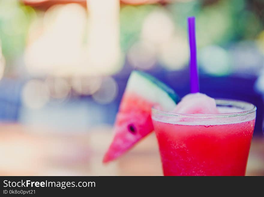 Close up of watermelon juice.