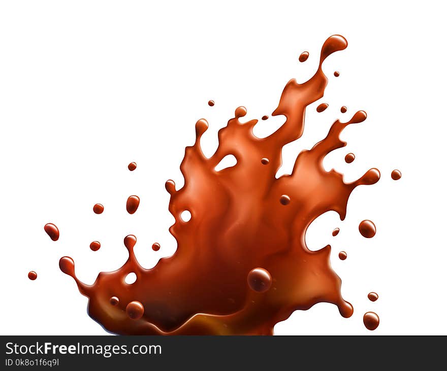 Black Coffee Splash Isolated on a White Background. Vector EPS10