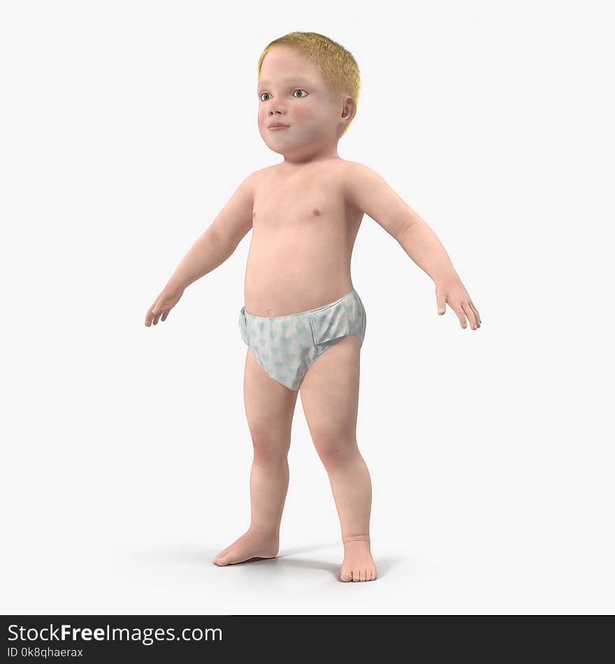 Baby on white. 3D illustration