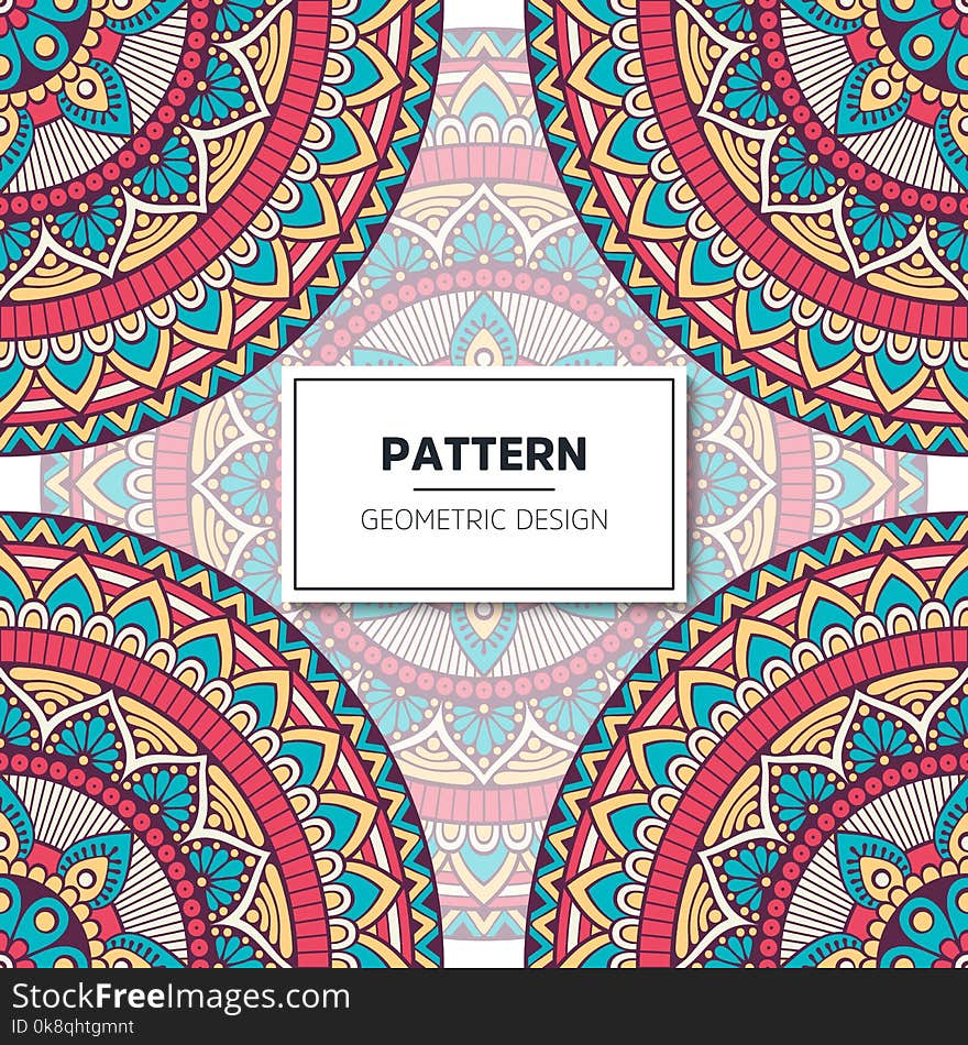 Ethnic floral seamless pattern with mandalas