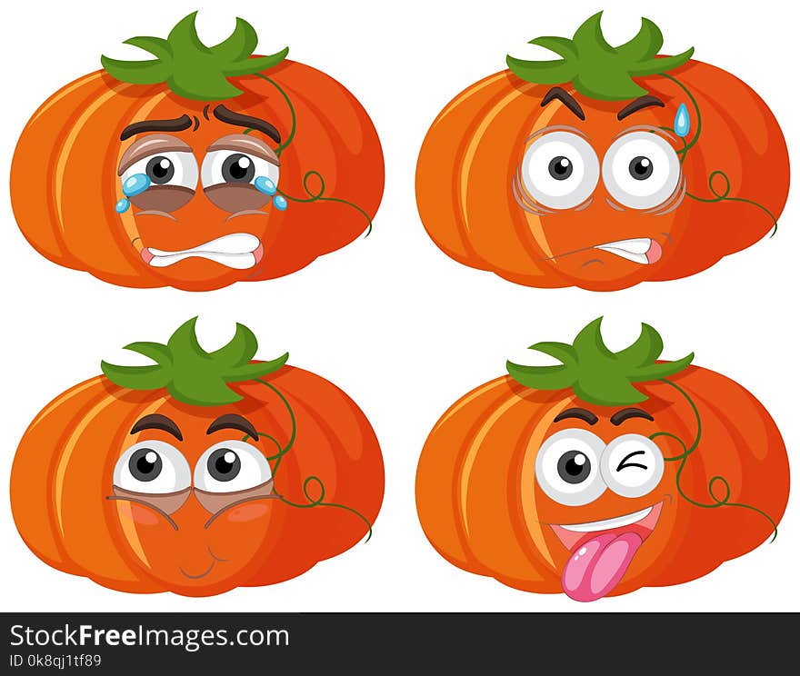 Pumpkin With Four Different Emotions