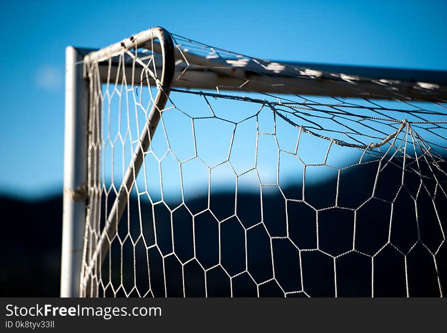 Door with net in soccer field. Door with net in soccer field