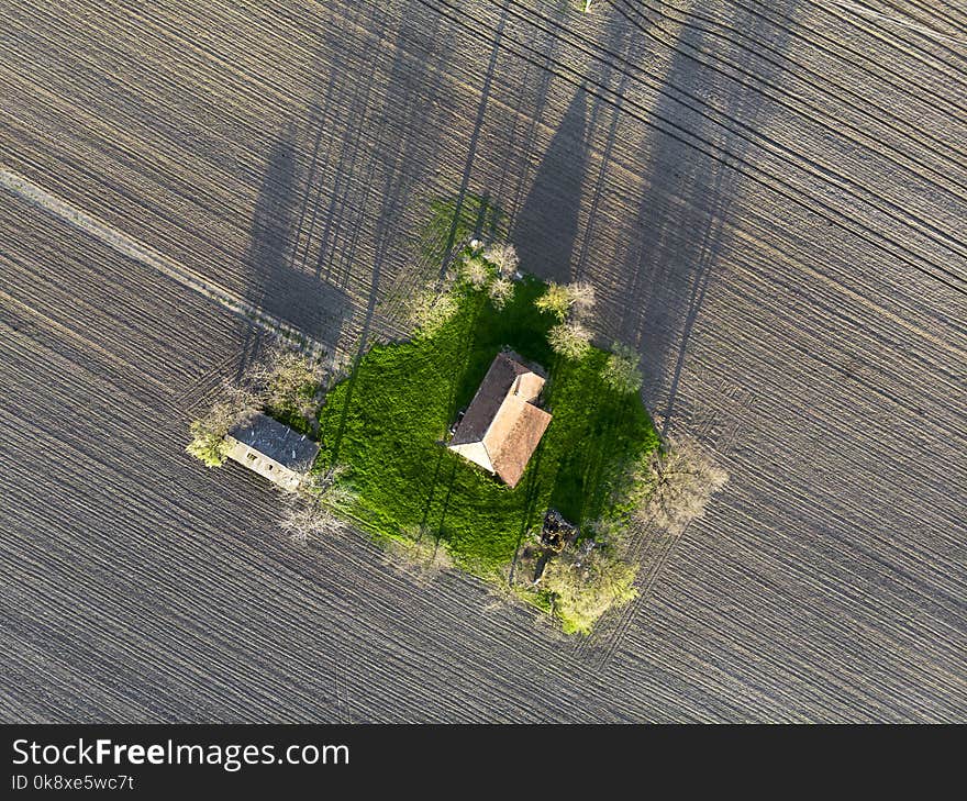 Aerial shot of Old Abandoned Ranch