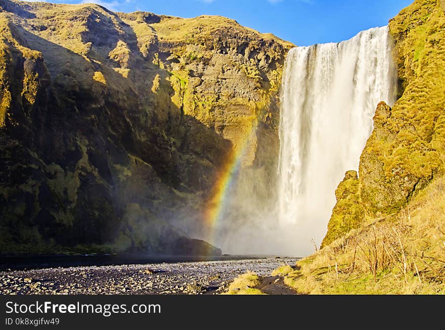 Rainbow At Skogafoss Waterfall Iceland