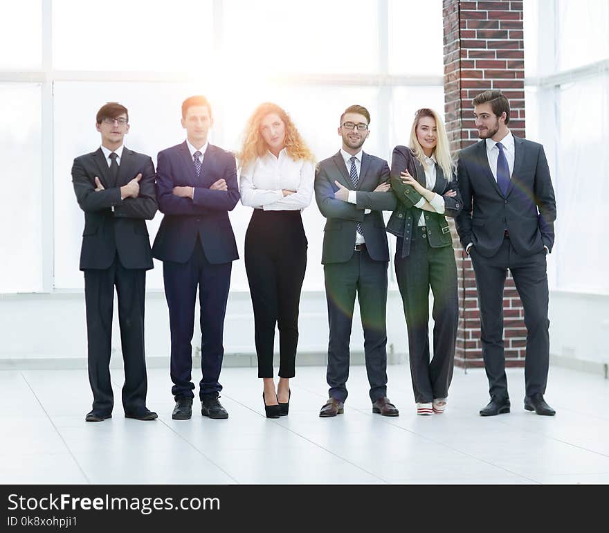 Portrait of a professional business team on blurred background office