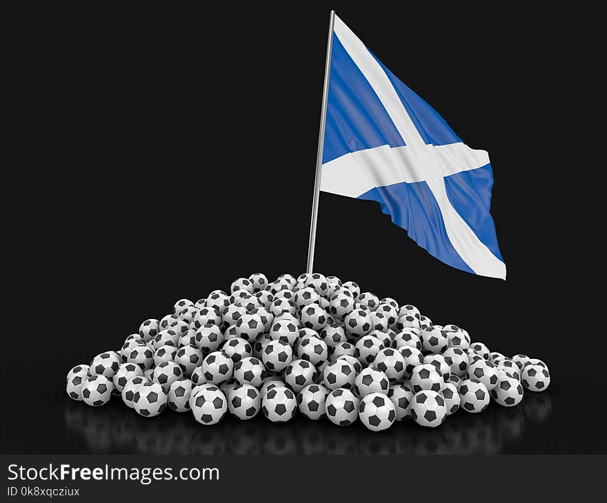 Soccer footballs with Scottish flag