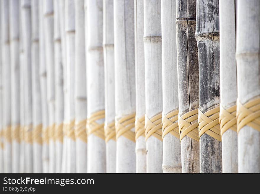 Light color wood and yellow loop rope closeup background