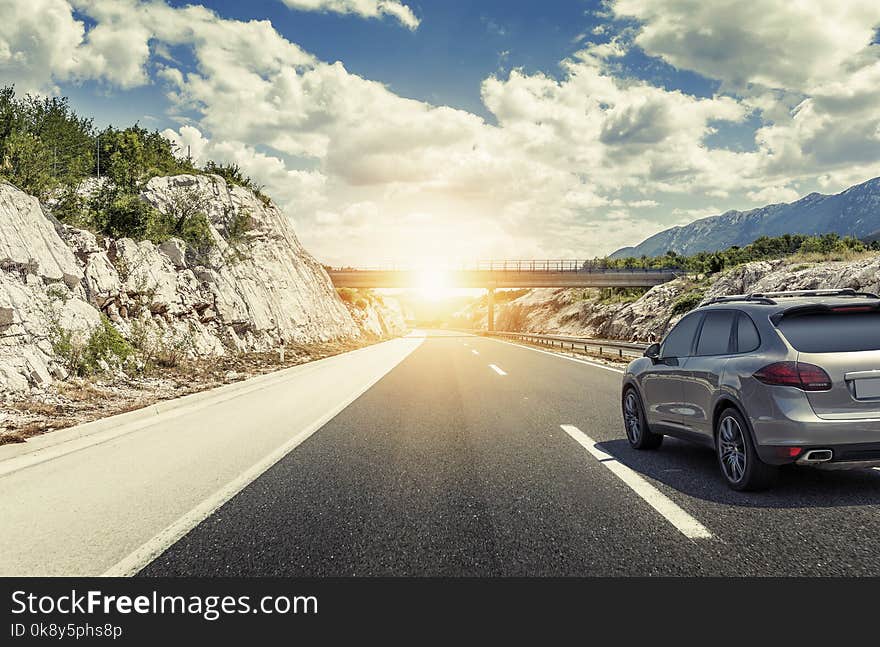 Unbranded car on the high-speed highway.