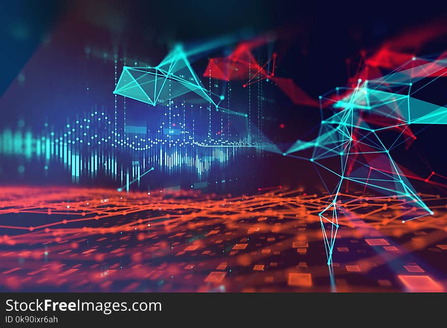 Dots and lines connection on abstract technology background.3d illustration