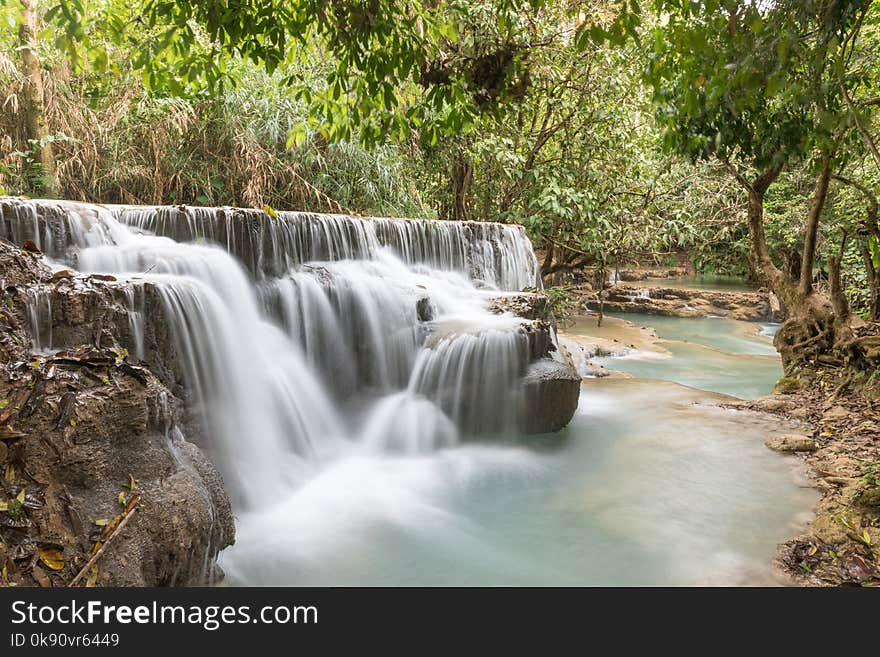 The amazing smaller Kuang Si Waterfalls in Luang Prabang, Laos. The amazing smaller Kuang Si Waterfalls in Luang Prabang, Laos