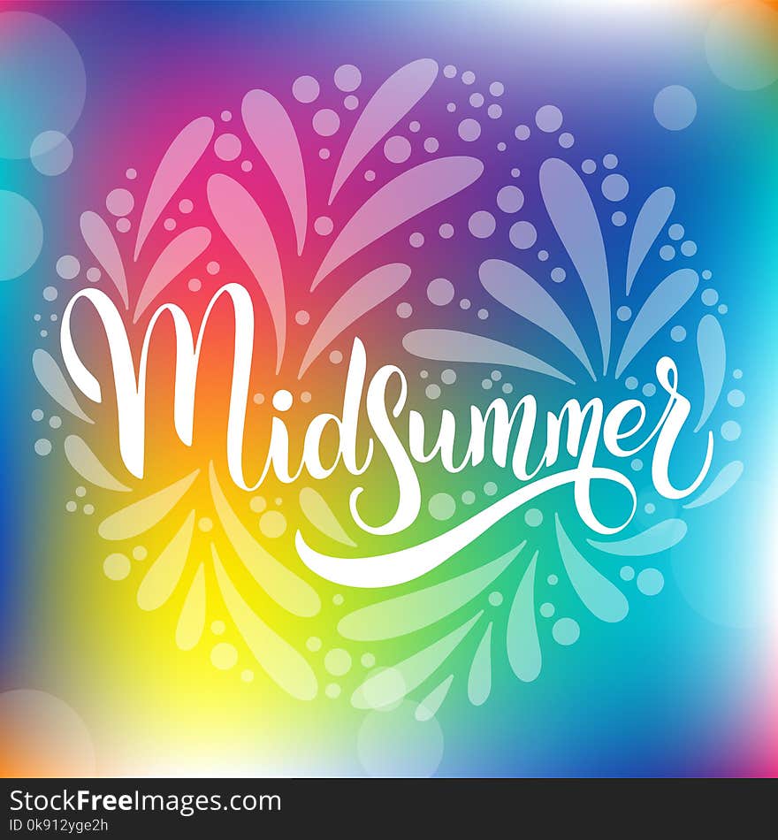 Midsummer lettering. Elements for invitations, posters greeting cards. Midsummer lettering. Elements for invitations, posters greeting cards