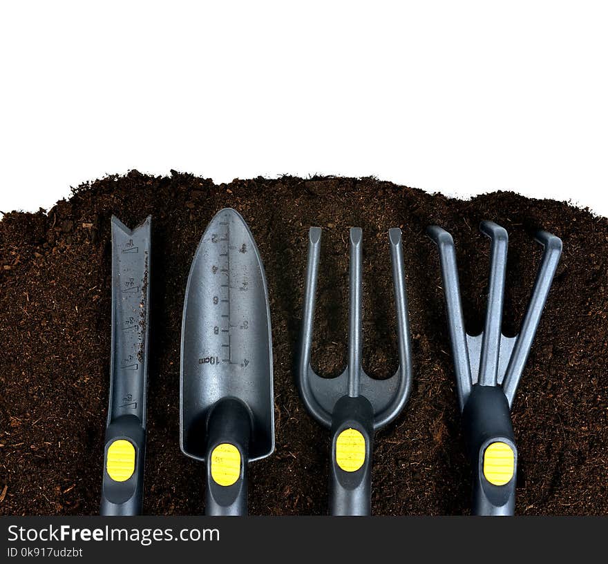 Garden Tools On Soil.