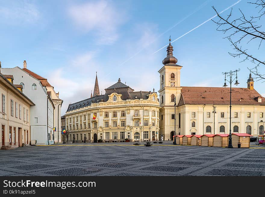 View to the Big Square in Sibiu, during the opening of the Easter Fair