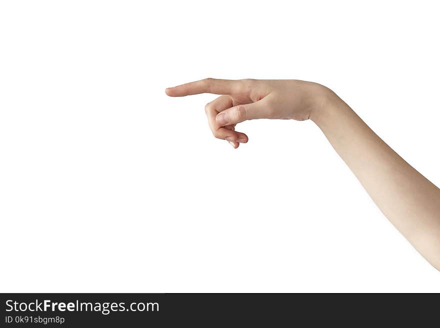 Female hand on isolated background