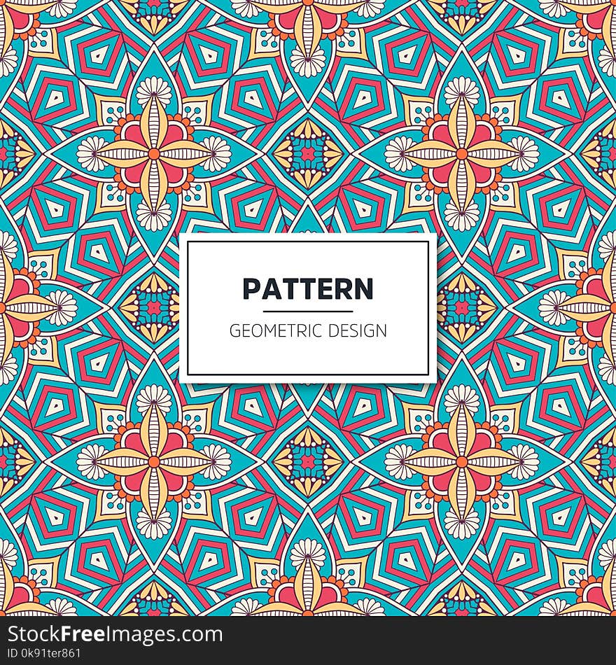 Ethnic floral seamless pattern with mandalas