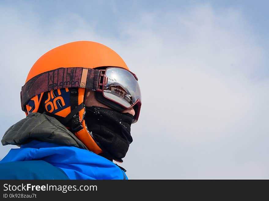 Person Wearing Orange Helmet