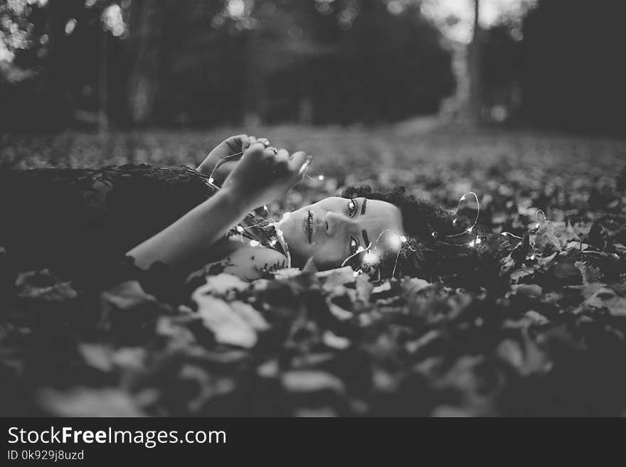 Woman on Leaves