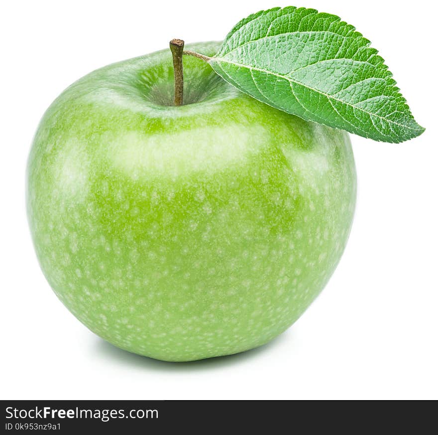 Ripe green apple fruit on the white background. Ripe green apple fruit on the white background.