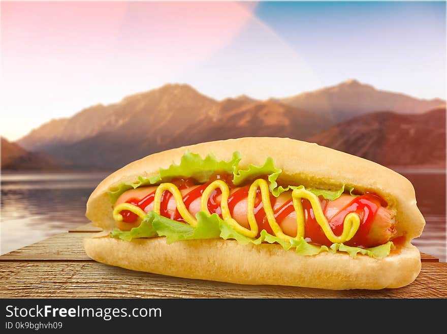 Hot dog fast food barbecue relish food ketchup mustard