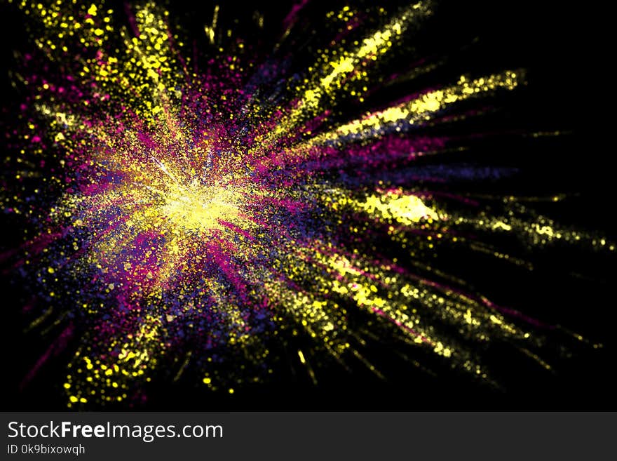 Explosion illustration color dust splash. Fireworks abstract background.
