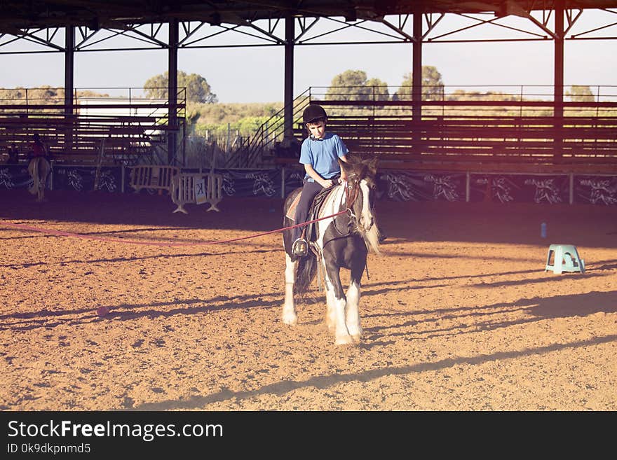 Ber Yakov, Israel - September 28, 2016: Horse riding lessons for kids.