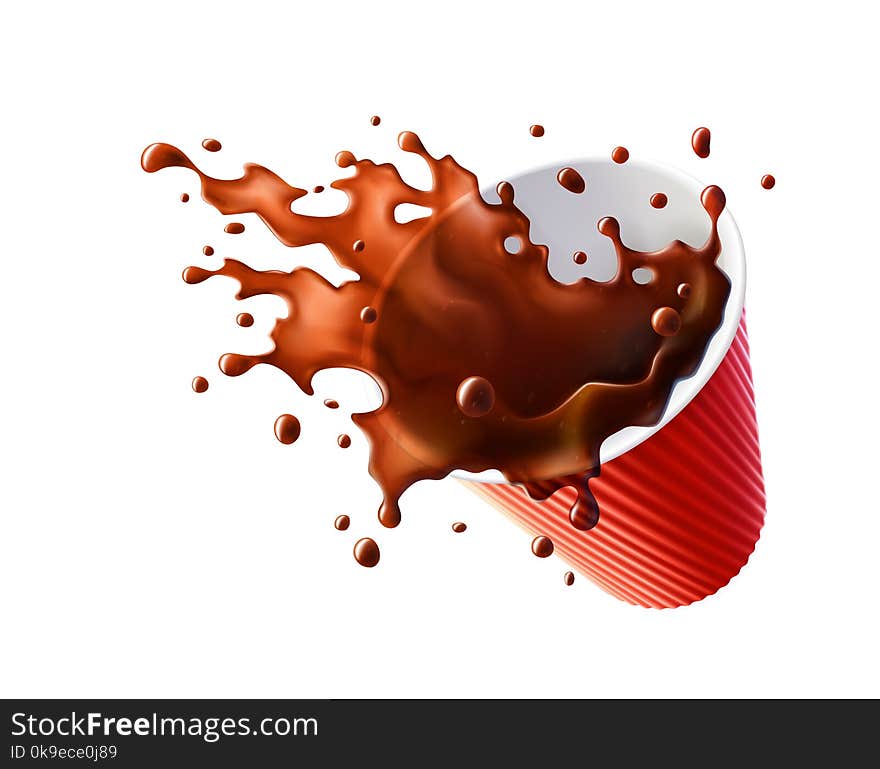 Black Coffee Splash in a Plastic Ripple Cup Isolated on a White Background. Black Coffee Splash in a Plastic Ripple Cup Isolated on a White Background