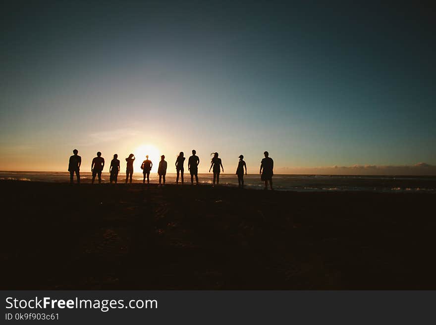 Silhouette of People during Sunset