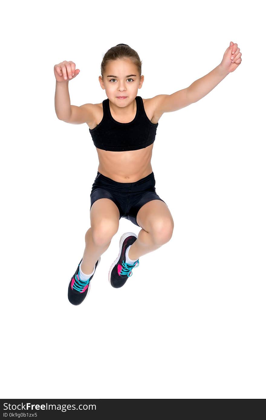 Girl gymnast jumping.