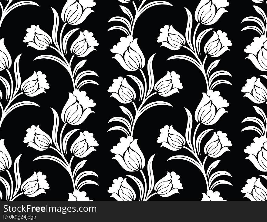 Seamless vector tulip floral pattern