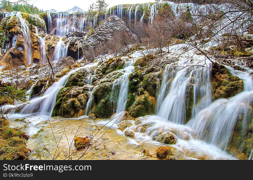 Waterfall inside jiuzhaigo valley scenic park china