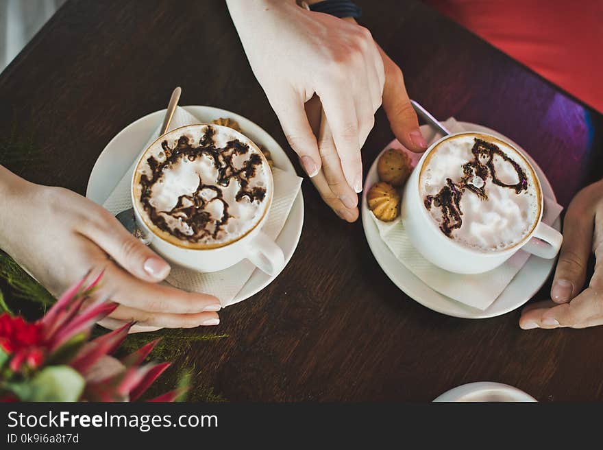 Hands with cups of coffee. Hands with cups of coffee.