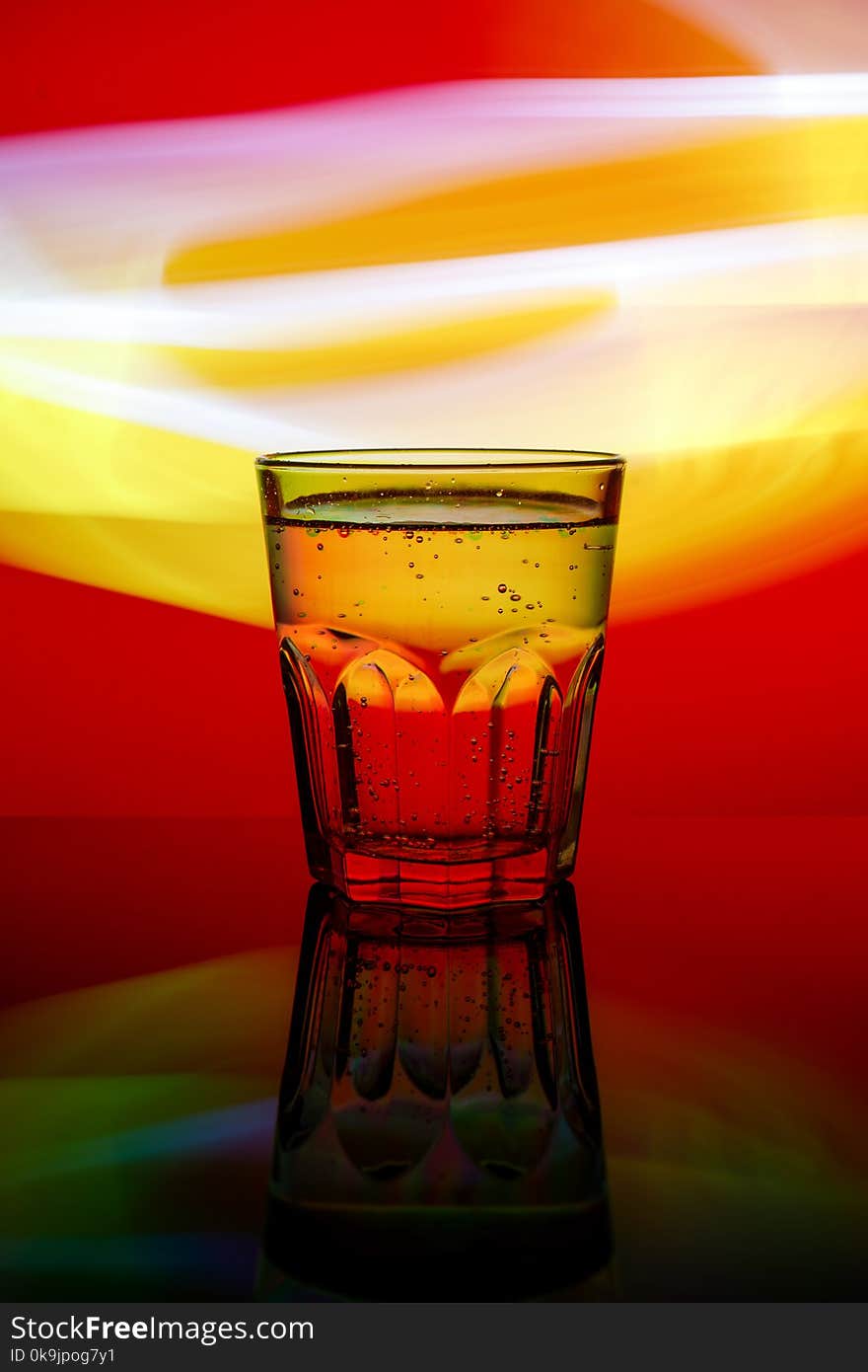 Fresh Modern Faceted Glass On The Colorful Background