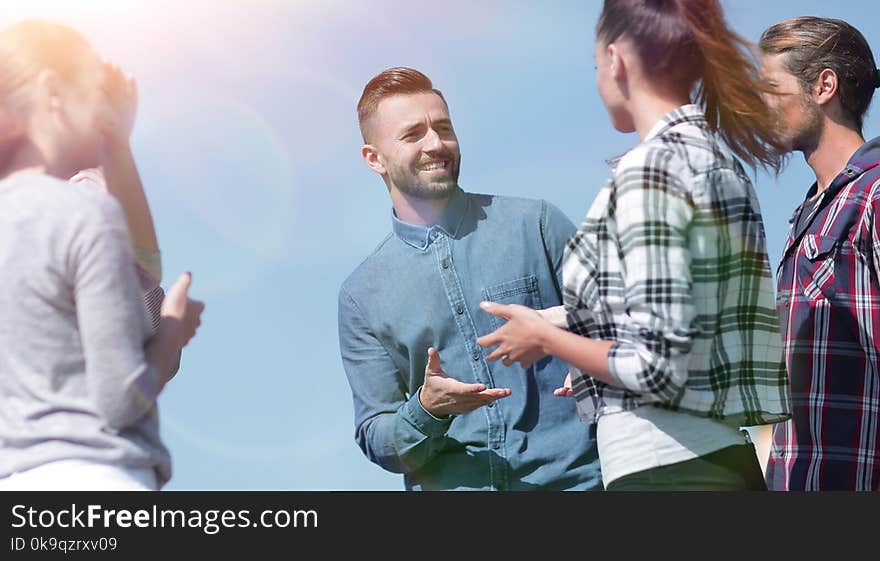 Closeup .a group of students discussing.concept of communication