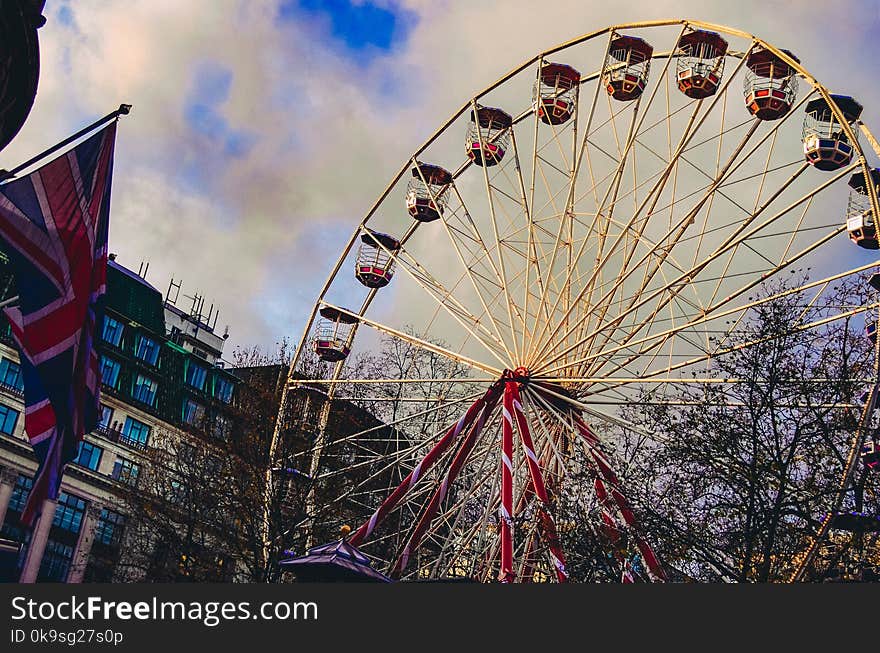 Ferris Wheel Under White Clouds