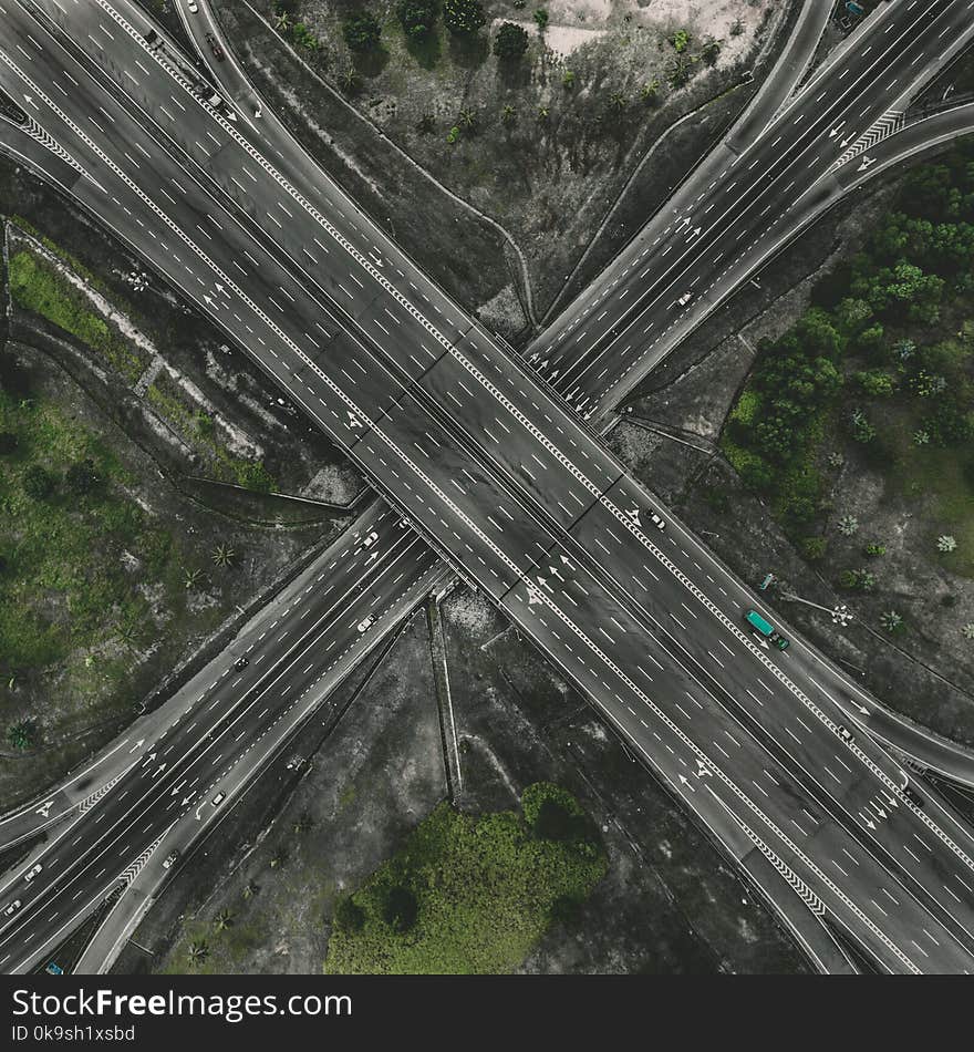 Aerial Photo of Gray Concrete Road